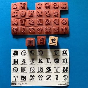 Stampin Up CRAZY ALPHABET mostly unmounted rubber stamps